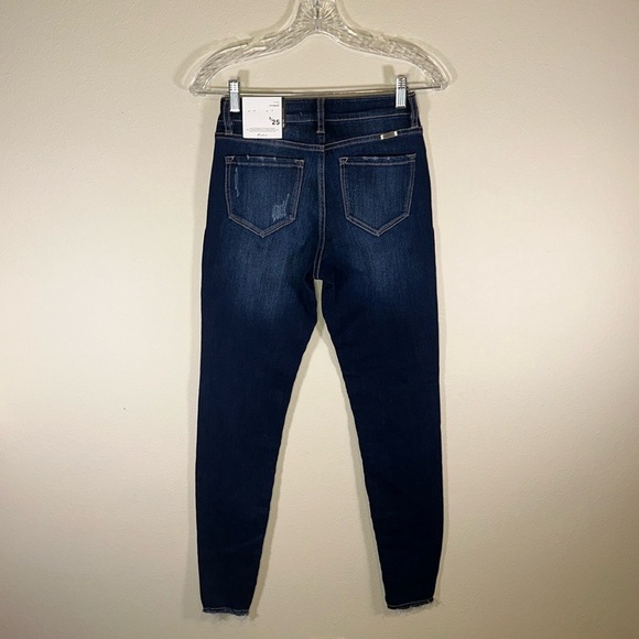 KanCan Dark Wash Distressed High Rise Skinny Jeans Women Size 25 NWT Casual - Picture 2 of 8